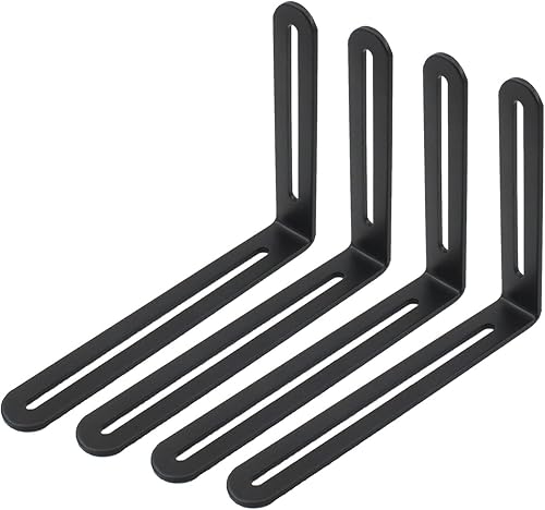 Miniatura 8 de ULIFESTAR - 4 soportes de esquina ajustables en forma de L, resistentes y gruesos de acero inoxidable, soportes en ángulo recto, soporte ranurado en