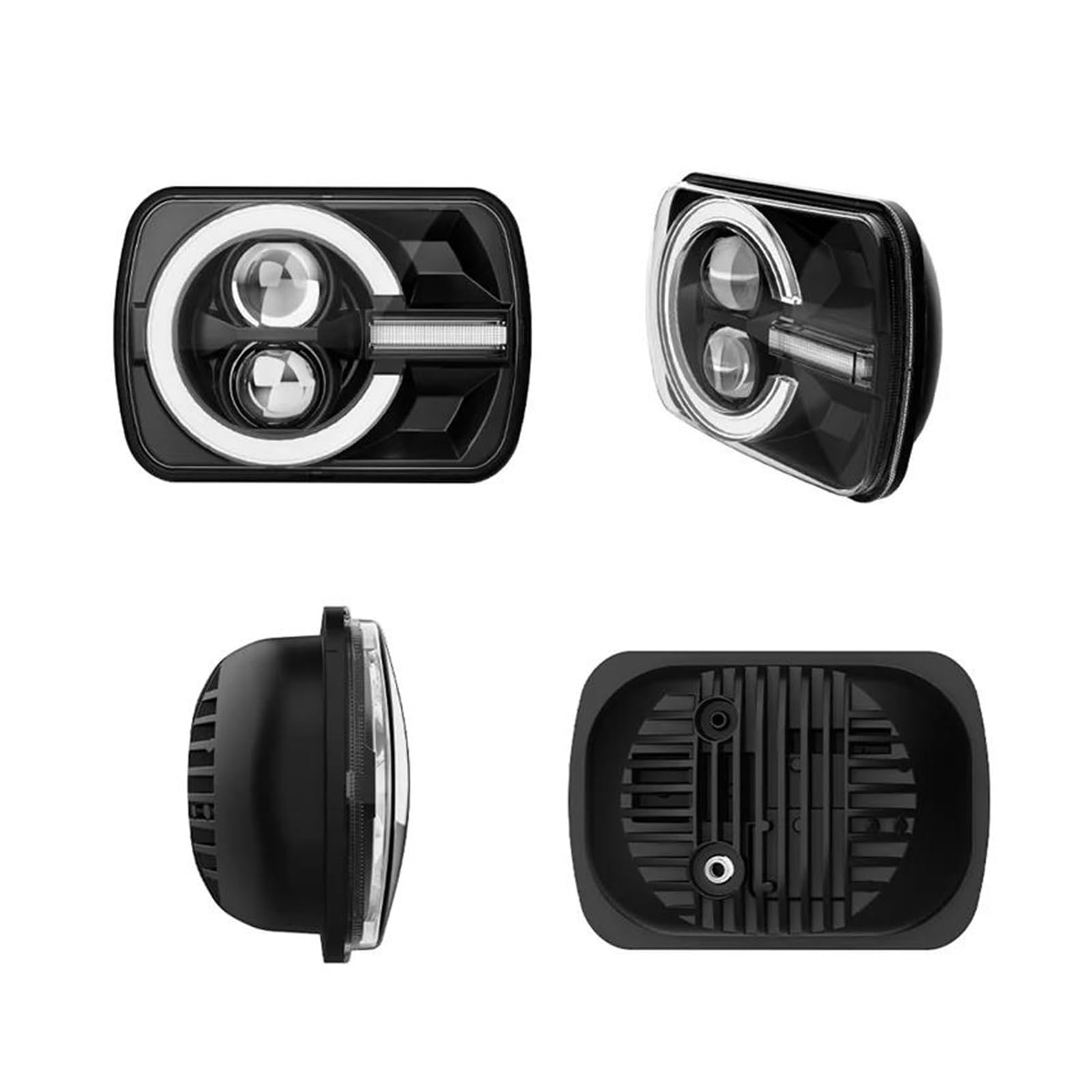 LED Kit De Phares Carrés, Chrome, Clignotants, Jeep Cherokee XJ, Wrangler YJ, Serie XBS XOHL038