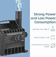 Vista 5 de Bomba de agua de CC de 12 V, mini bomba de agua sumergible de circulación de acuario con filtro de base de ventosa para pecera, estanque, acuario