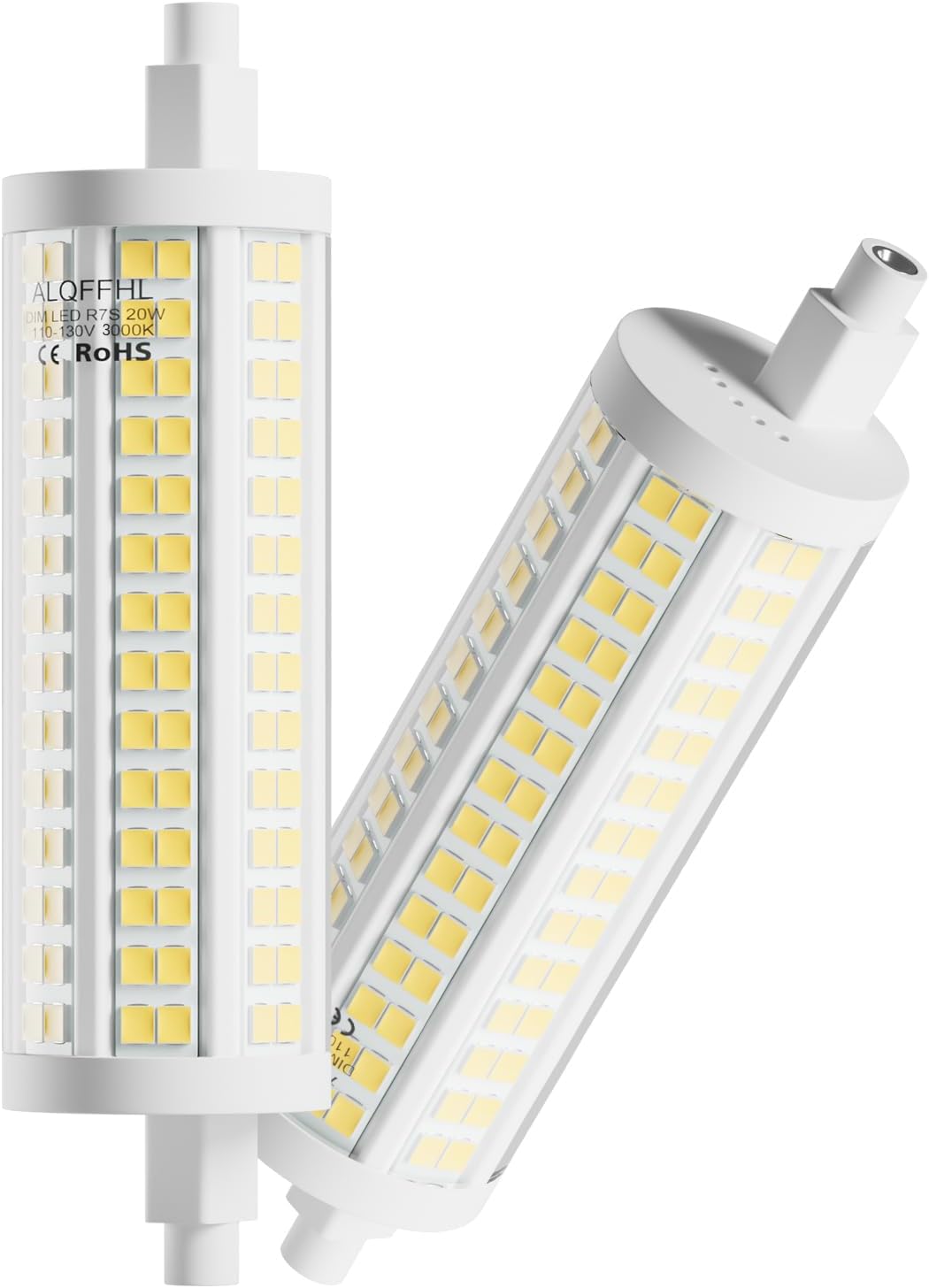 R7s 118mm 20W LED Bulb, Dimmable J Type Double Ended Flood Light, 200W Halogen T3 Replacement, 120V 2500 Lumen, Wall Security Floor Standing Lamp for Work and Home, Pack of 2 (3000K Warm White)