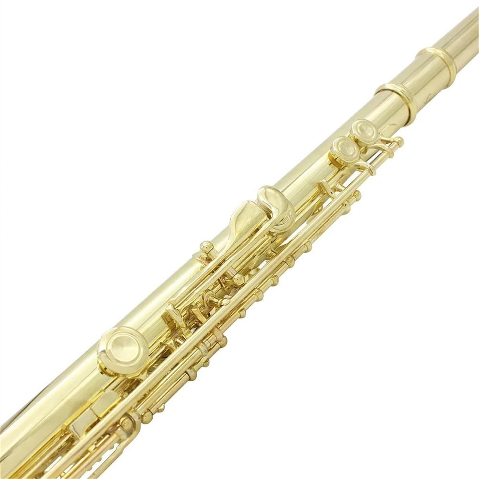Cuerpo de tubo de cobre blanco, flauta de 16 agujeros chapada en oro, instrumentos de flauta con llave C con bolso Flauta Travesera Kit