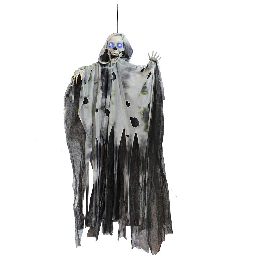 JOYIN 36" Animated Hanging Grim Reaper, Ghost with Led Eyes & Creepy