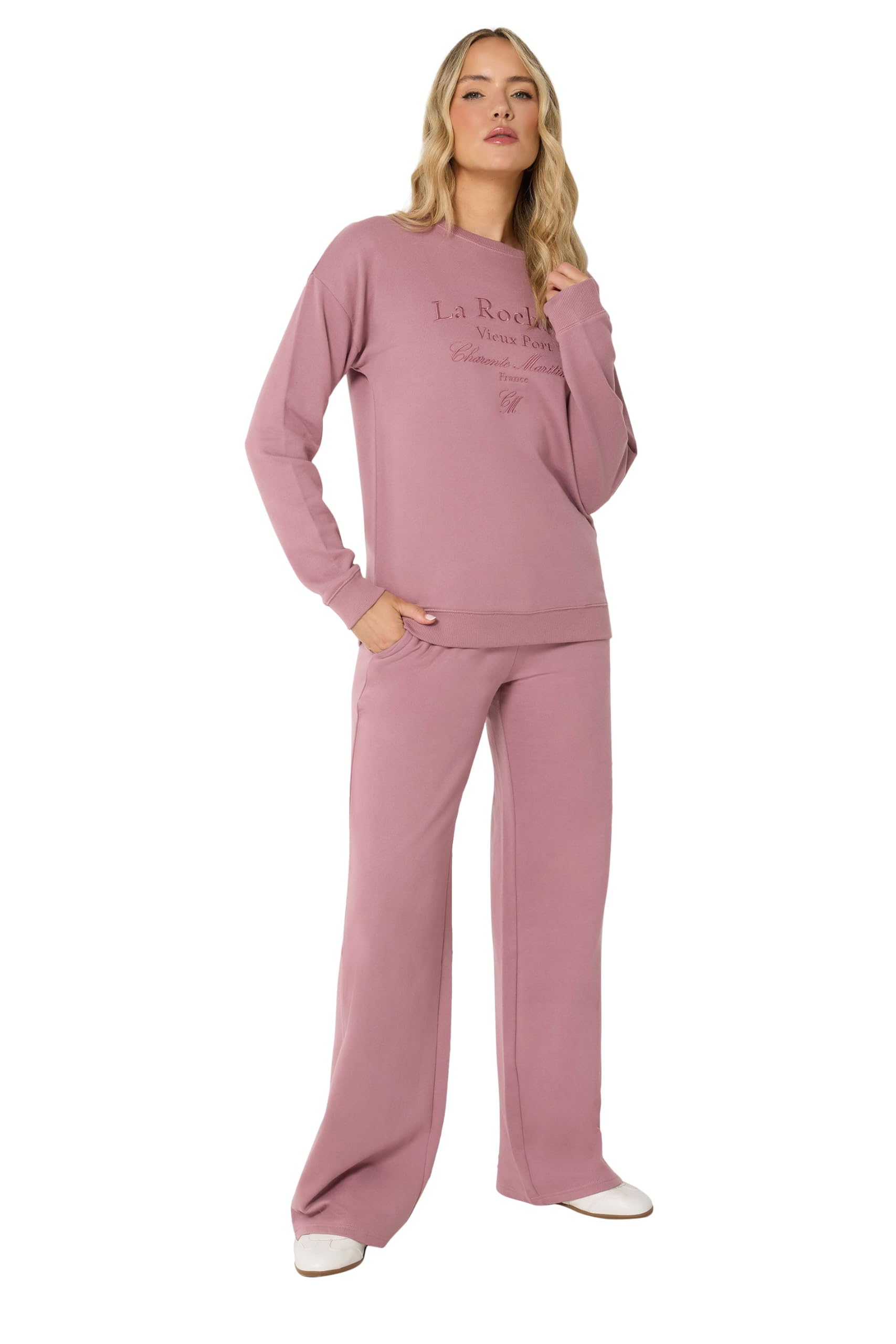 Long Tall Sally - Women's - Crew Neck Embroidered Sweatshirt - Pink - 16