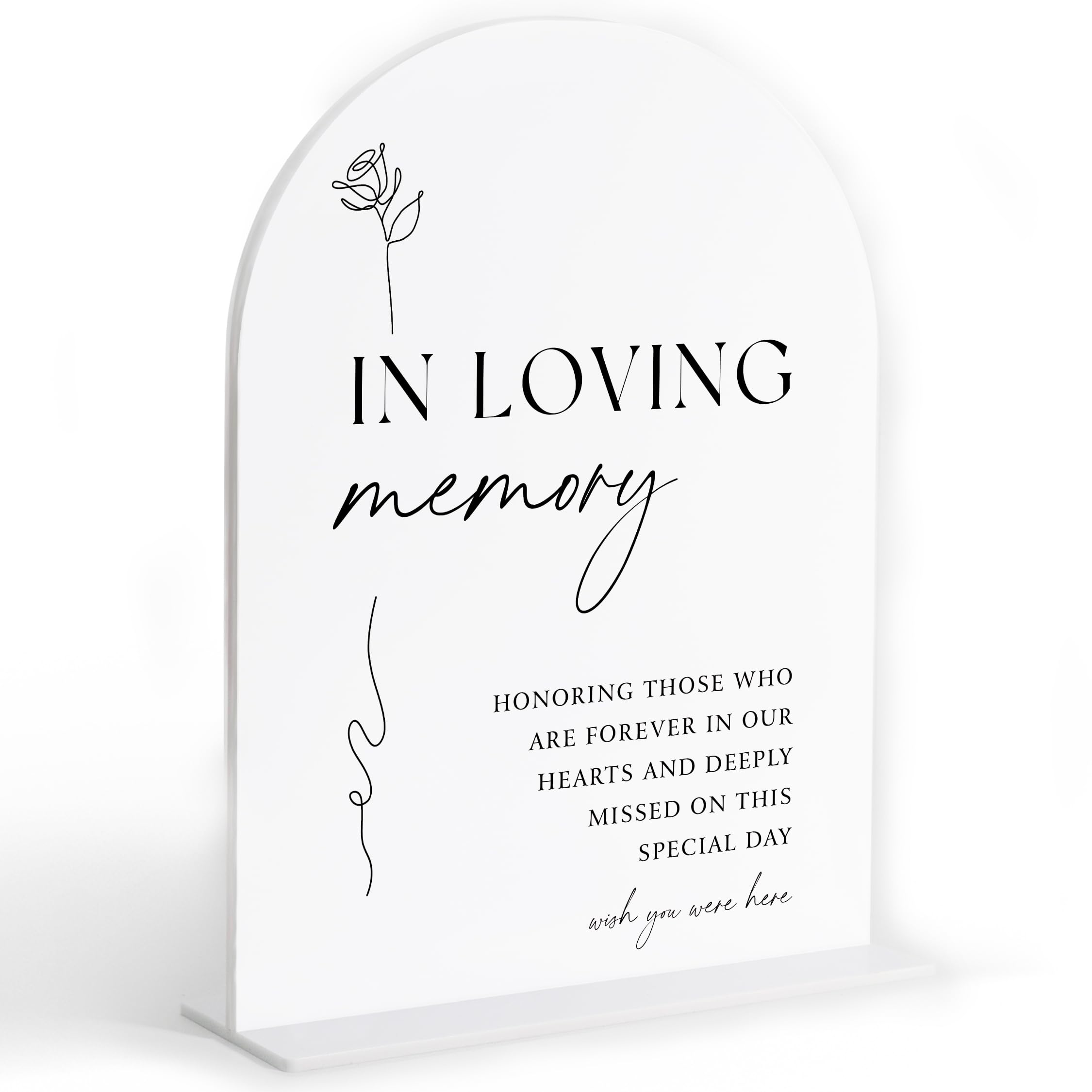 In Loving Memory Sign, White Arch Acrylic Sign, Memory Table Sign for Wedding, Wedding Reception and Event Party Decorations, Bridal Shower Decor, Centerpiece Table Decorations Party-7 โ image 1
