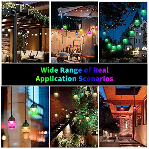 Outdoor String Lights Led Waterproof Rgb Dimmable Colored Music Sync Magic Hanging Strand Lights Outside Exterior Patio Backyard Cafe Porch Party Garden Ambient Atmosphere Holiday White/Warm White #TOP5