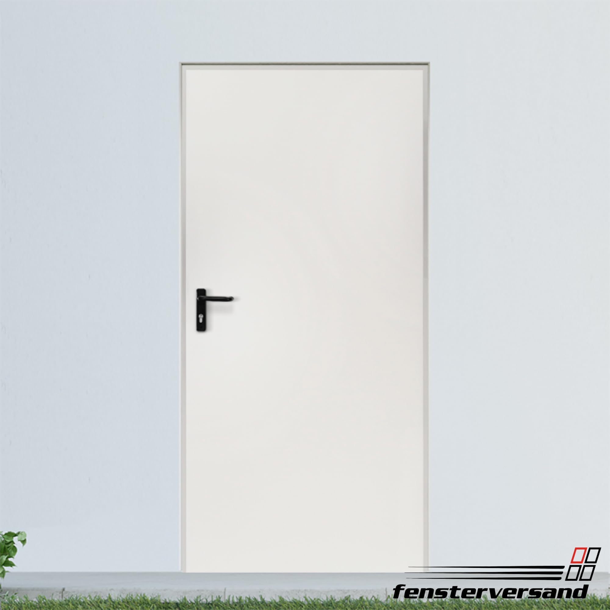 FENSTERVERSAND - Nebeneingangstür nach außen öffnend Stahl, Eingangstür, Nebeneingangstür weiß, Kellertür, Haustüren Eingangstüren, BxH: 995x2010 mm DIN rechts, Türklinke innen, außen