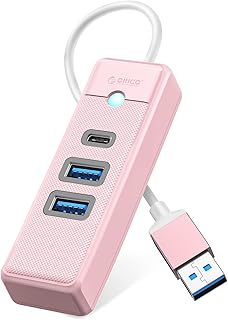 ORICO 4-Port USB HUB 3.0, USB Splitter for Laptop with 0.49ft Cable, Multi USB Port Expander, Fast Data Transfer Compatible with Mac OS 10.X and Above, Linux, Android (PWC2U-U3-015-PK)