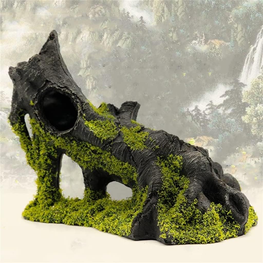FMURY Moss Roots Aquarium Fish Tank Landscaping Decoration Vintage Home Resin Hideaway Shrimp Breeding Hiding Cave Shelter Fish Decor