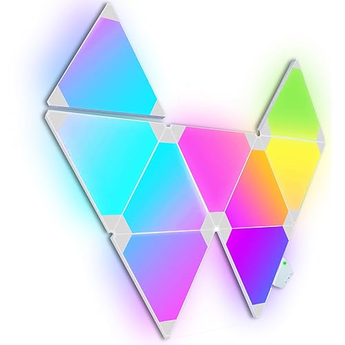 Triangle Lights LED Light Panels, Smart LED Wall Lights RGB Gaming Lights with Remote, Gaming Room Decor Work with Alexa Google Assistant,APP &amp; Voice Control Music Sync for Bedroom/Streaming,9 Pack