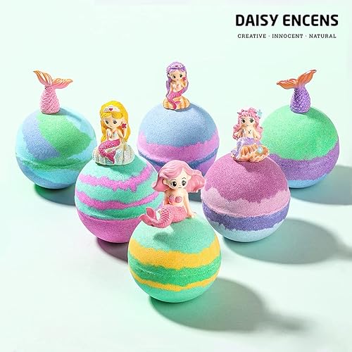 Miniatura 2 de Daisy Encens Bombas de baño para niños con juguetes en el interior, juego de regalo de princesa sirena, divertido y nutritivo con aceites esenciales
