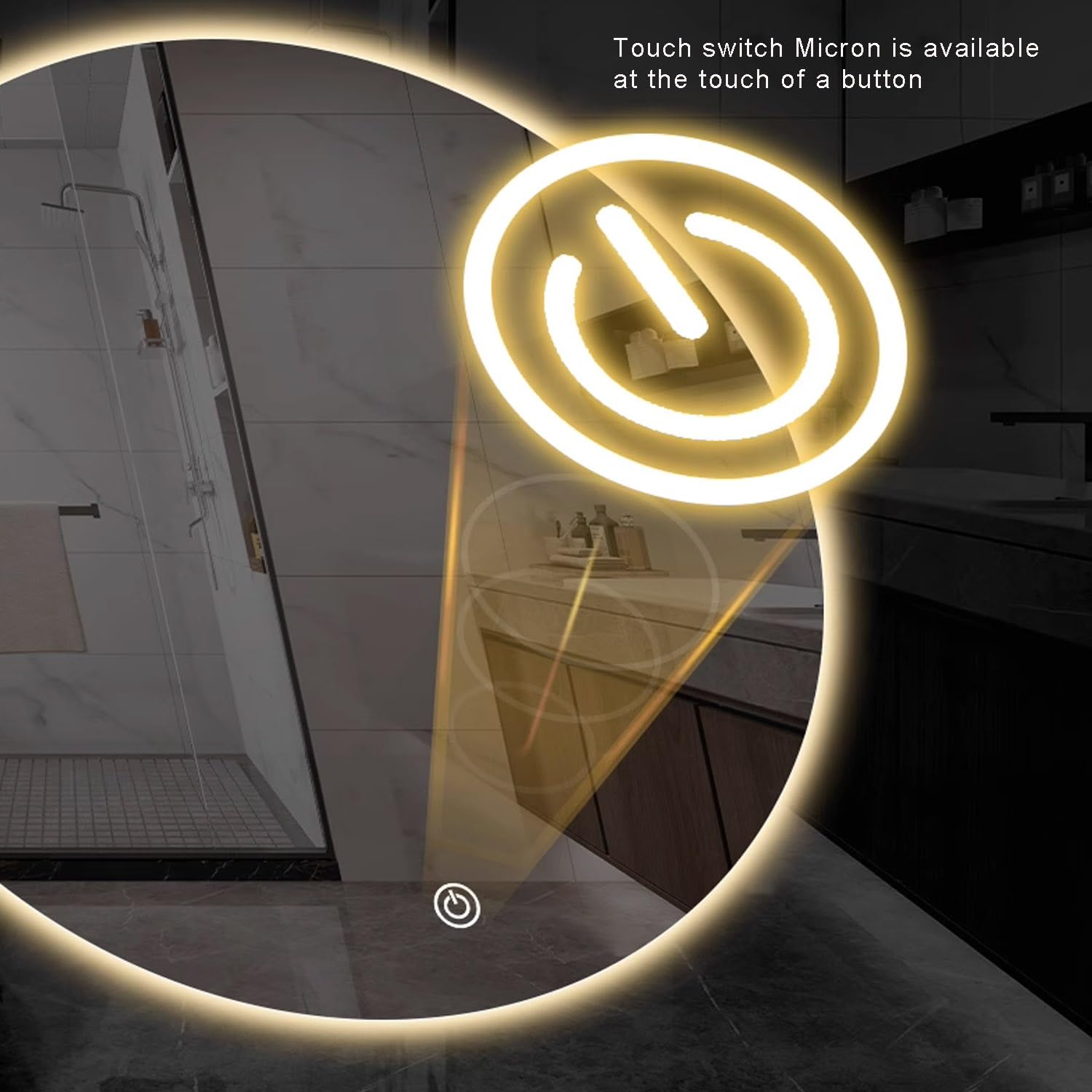 Specchio Espejo de baño inteligente antivaho con LED, espejo de tocador de media luna de 112 cm, montaje en pared, espejo de maquillaje con retroiluminación de 3 colores, diseño moderno para baño
