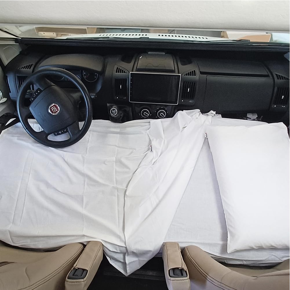kfoam.es - Letto anteriore + lenzuolo per camper per Fiat Ducato, Jumper, Boxer (2002-2025) colore grigio, letto extra, camper