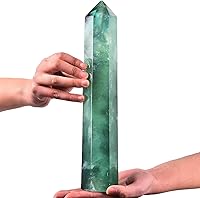 Vista 54 de AMOYSTONE Torre de obelisco de cristal curativo grande, varita de punta de cuarzo rosa, decoración de cristal, regalos de Reiki para Bignners