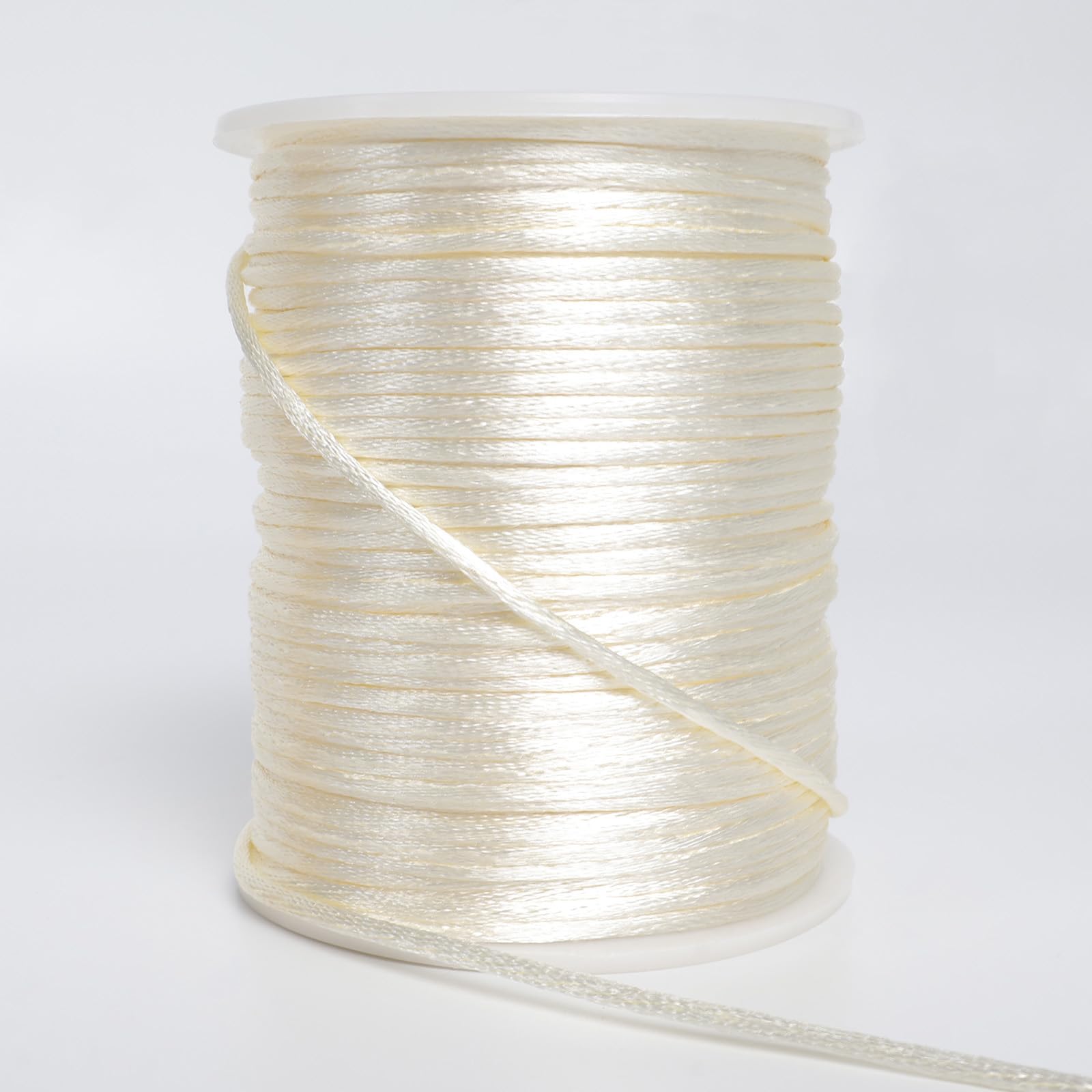 Photo 1 of LUSTEMBER 2 mm x 330 Feet Satin Nylon Cord, Silky Smooth Nylon String for Jewelry Making Bracelet Necklaces Beading Thread Rattail Macrame Kumihimo Chinese Knot Craft