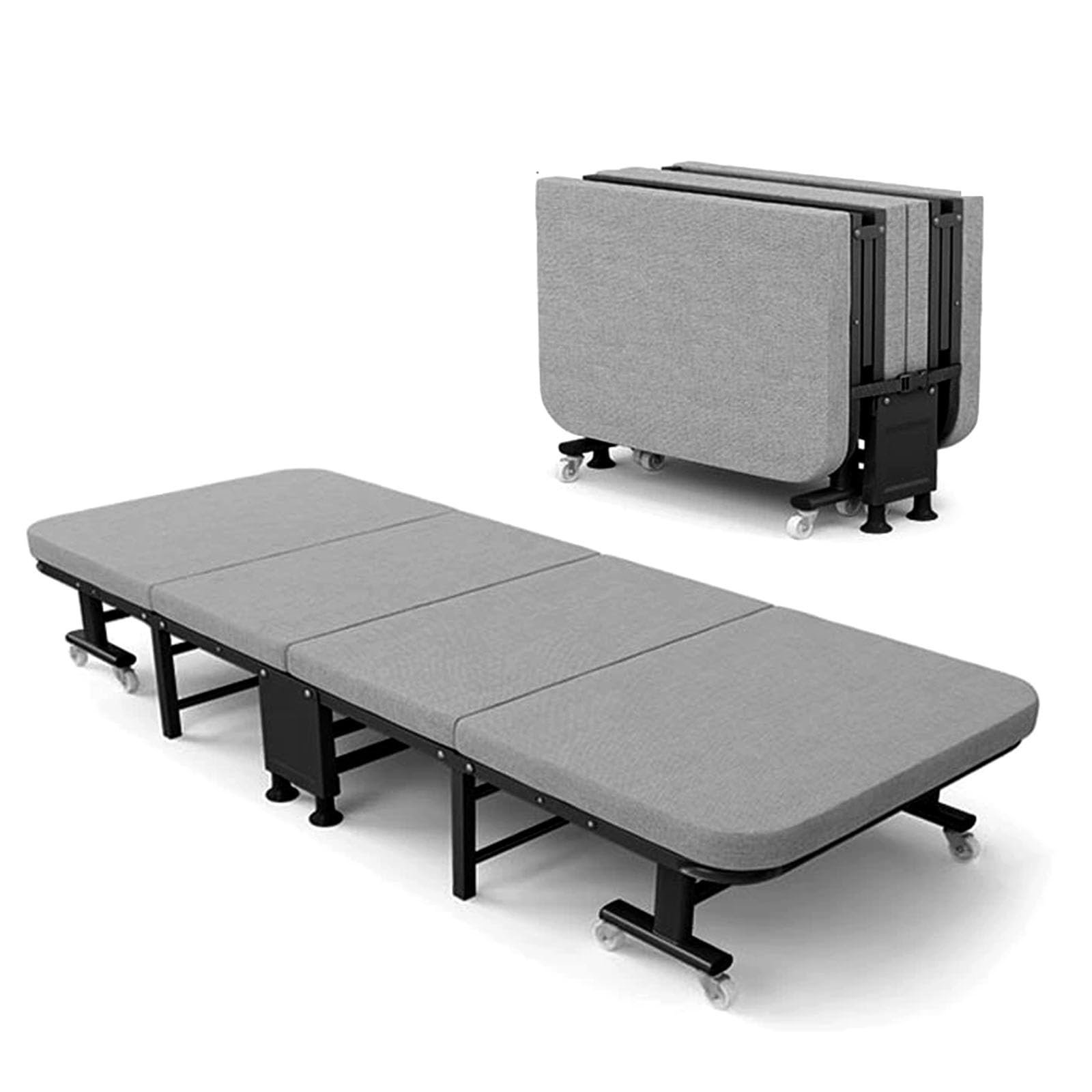 Feldbett mit Matratze GäStebett Klappbar mit Universalrad Campingbett Klappbar 6 Stufen Einstellbar Feldbett Klappbar mit Matratze Als GäSte Still- Oder Begleiterbett Nutzbar(190x80x30cm)