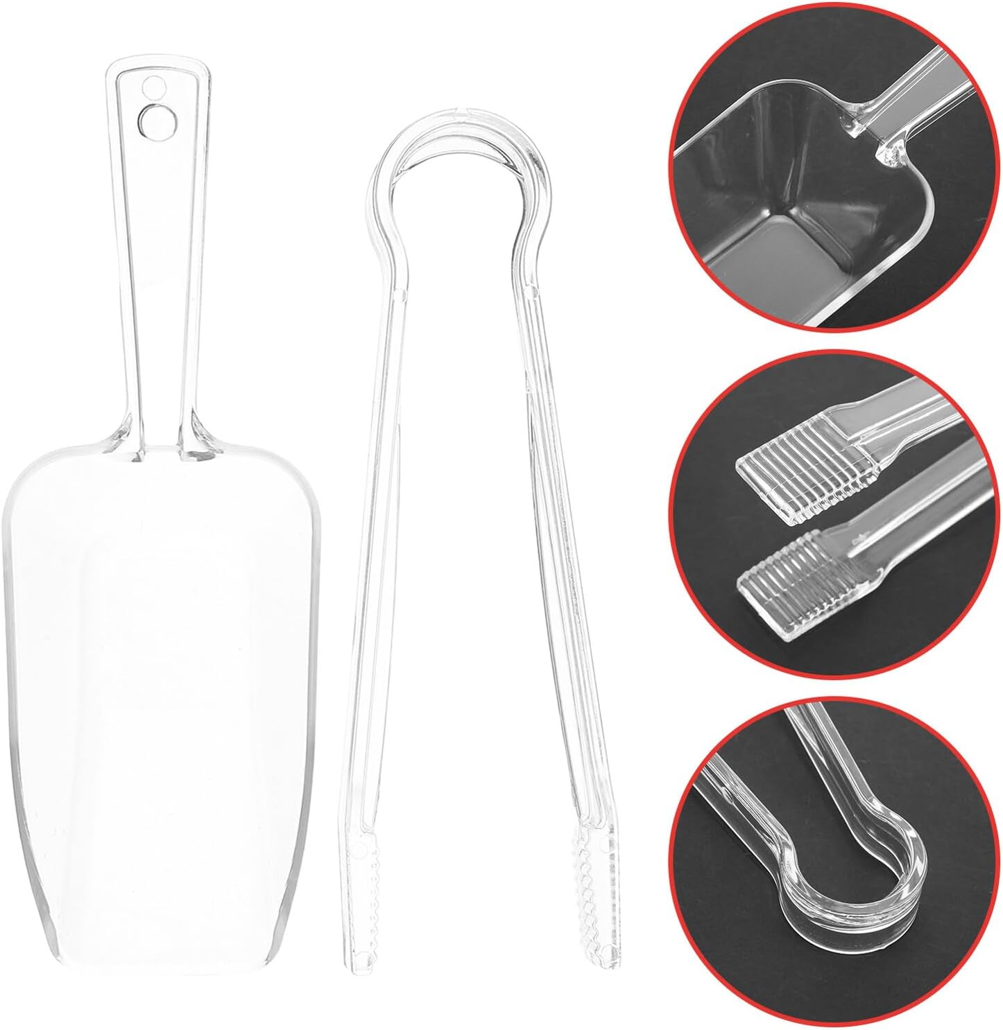 NUOBESTY 12pcs Mini Plastic Ice Tongs and Ice Scoop Reusable Lightweight Kitchen Serving Tools for Candy Dessert Cocktail Tea Party Buffet Bar Easy to Clean and Handle