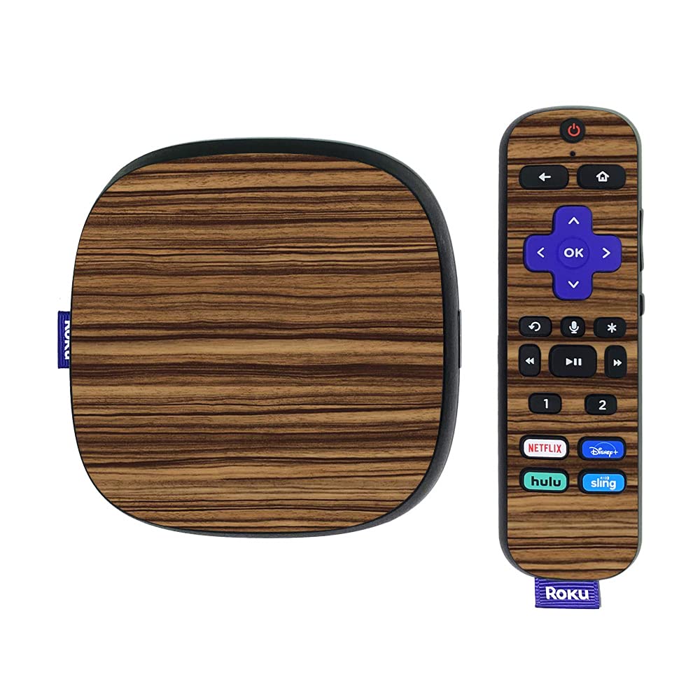MightySkins Skin Compatible with Roku Ultra HDR 4K Streaming Media Player (2020) - Dark Zebra Wood | Protective, Durable, and Unique Vinyl Decal wrap Cover | Easy to Apply | Made in The USA
