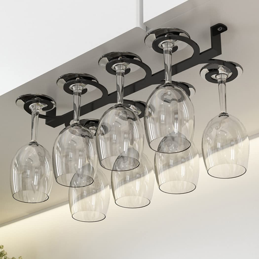 POLGDW Wine Glass Hanger Iron Branch Design Cabinet Storage Rack with Hanging Mouth 10KG Capacity Holds 8 Glasses