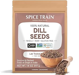 SPICE TRAIN, Dill Seeds (397g/14oz) Gluten Free, Non-GMO, 100% Raw Dill Seed from India in Resealable Zip Lock Pouch | Edi...