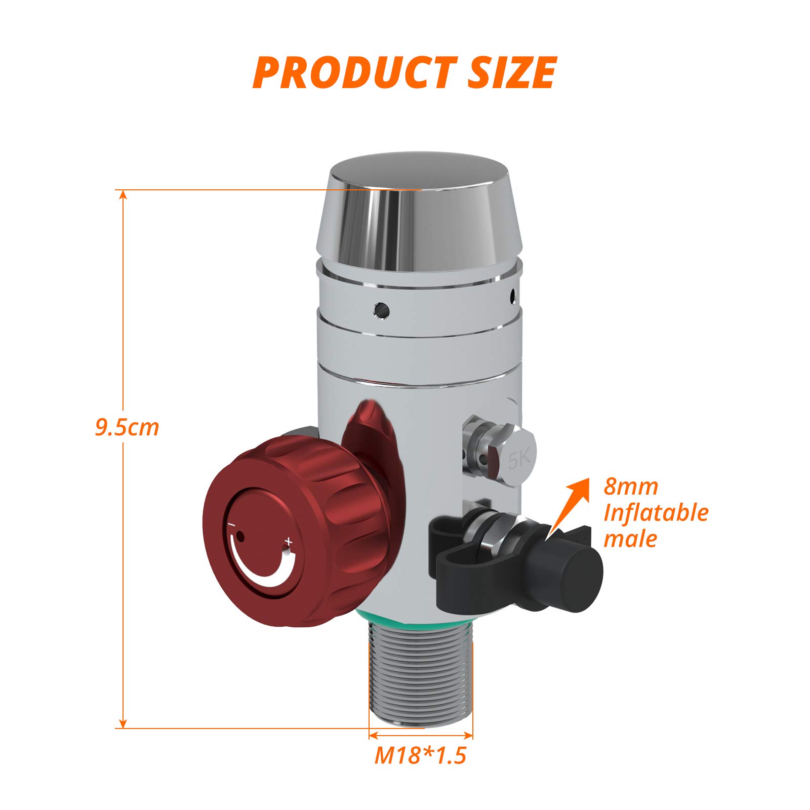 SMACO Réducteur de Pression M18x1,5 pour Plongée sous-Marine Cylindre Oxygène Universel