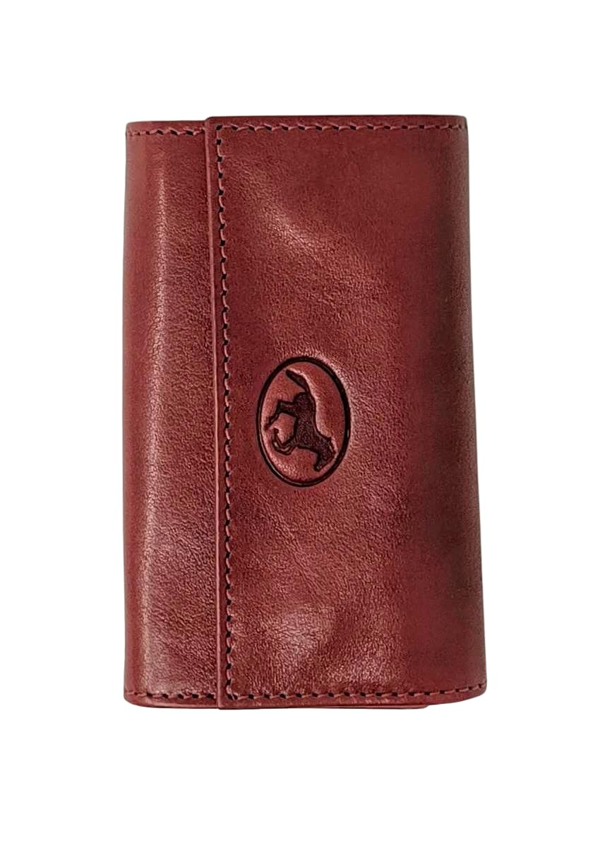 Mauro Pelletteria Portachiavi pelle uomo chiuso 12 ganci, Astuccio Portachiavi doppio scomparto, in vera pelle Made in Italy, (Rosso)