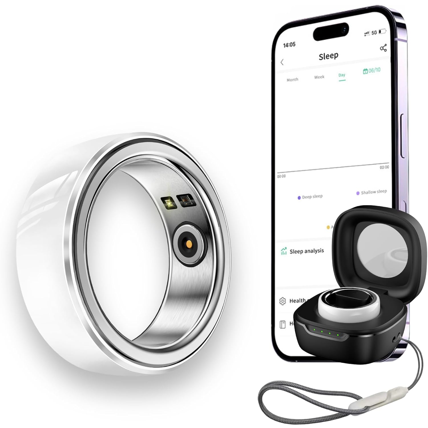 Fitness Smart Ring - Bluetooth 5 1 Blood oxygen monitoring Health Tracker for Heart Rate Monitor Sleep Pedometer