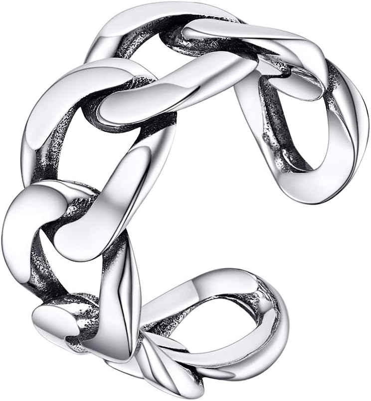 PROSILVER 925 Sterling Silver Adjustable Open Ring for Women, Solid Sterling Silver Stackable Ring, knuckle Finger Ring, Pinky Ring, Come with Box