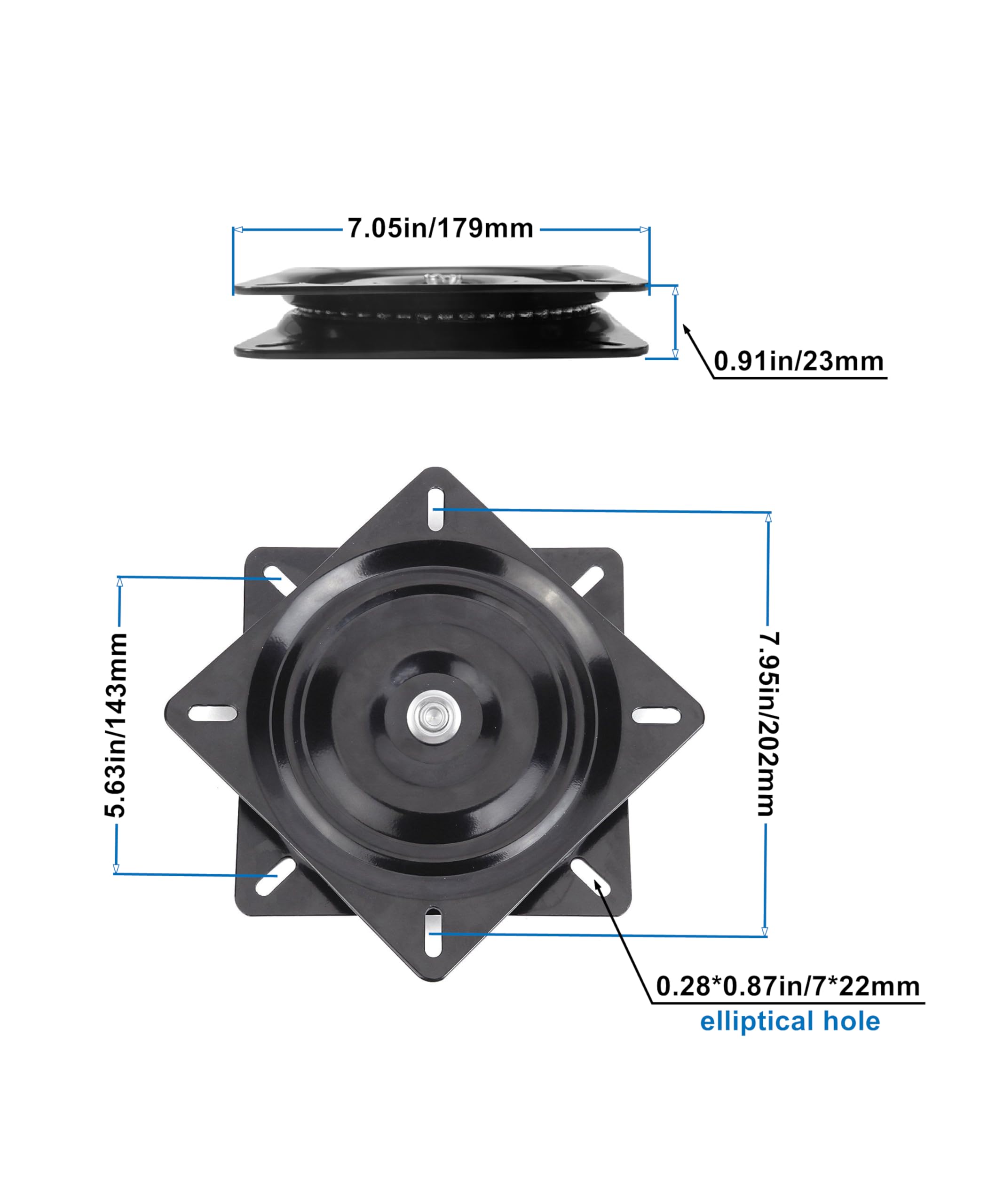 Dailydanny Heavy Duty Bar Stool Swivel Replacement for Recliner Chair & Bar Stool Square Swivel Furniture Replacement(Ball Bearing) (7 inch)