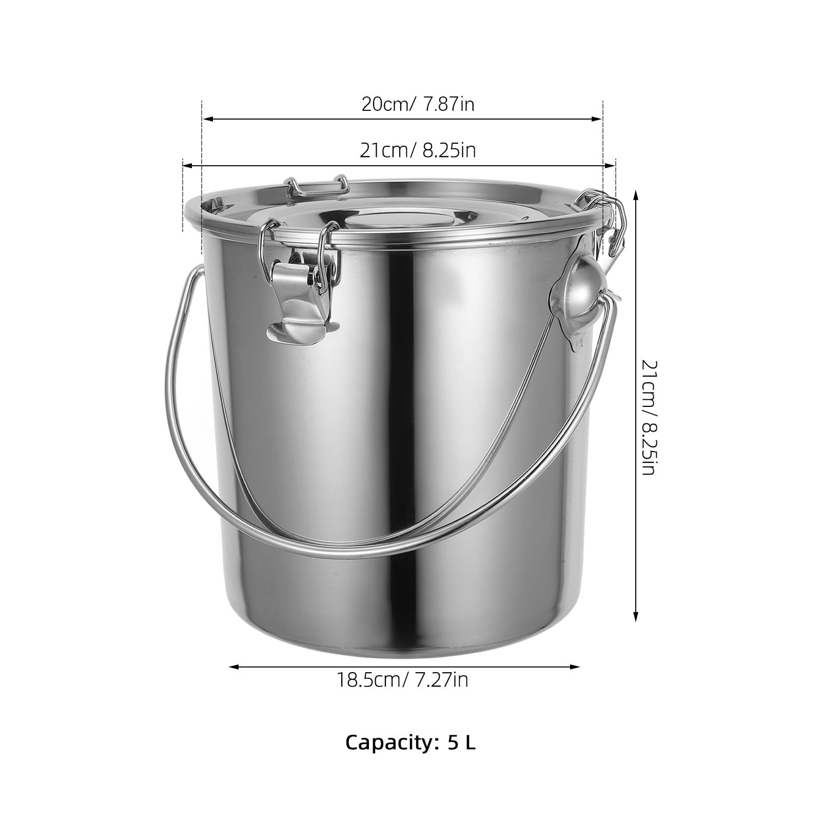 Beaupretty Edelstahleimer mit Deckel und Griff, 5l, Versiegelt, Silber