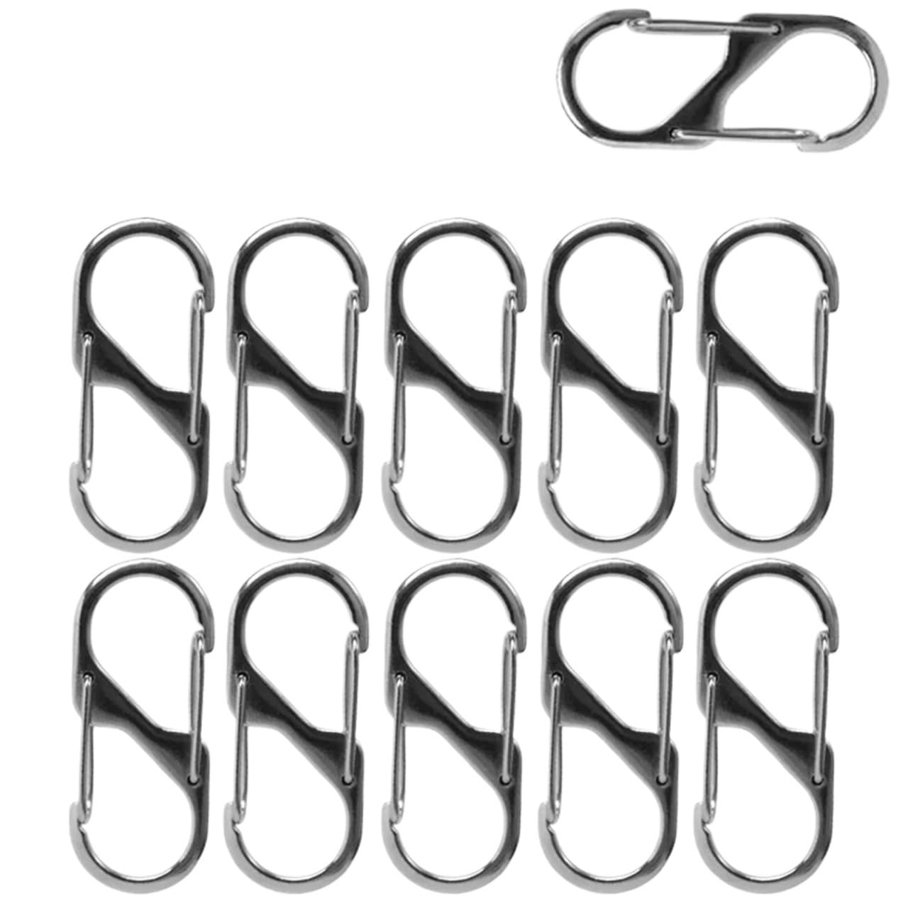 GHHZML Water Bottle Clip 10Pcs Zinc Alloy S Shape Camping Carabiners Safety Buckles Outdoor Sports Bottles Backpack Keychain
