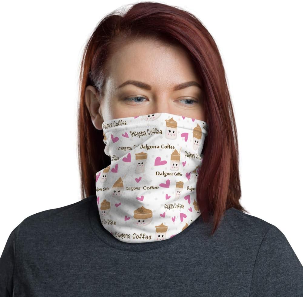 Coffee Kawaii Neck Gaiter, biker face mask, cold face covering