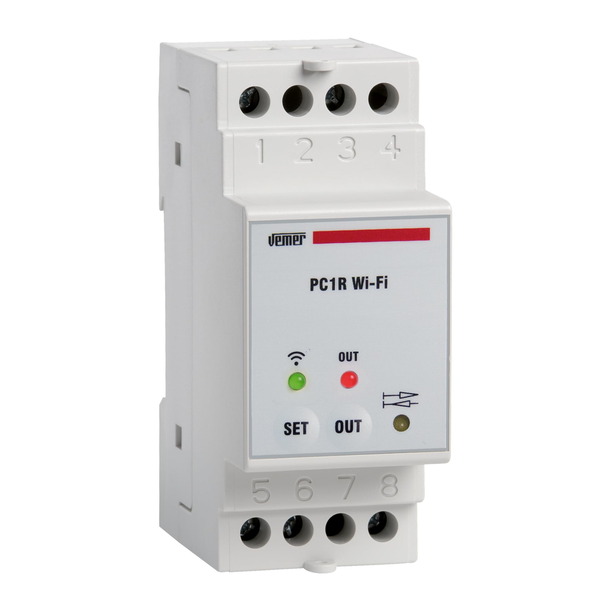 VEMER VE799700 PC1R WIFI: Centralina Controllo Carichi Smart Anti Blackout, Relè Gestione Carichi WiFi con APP, Misuratore Consumo Elettrico, Installazione su Barra DIN, Bianco