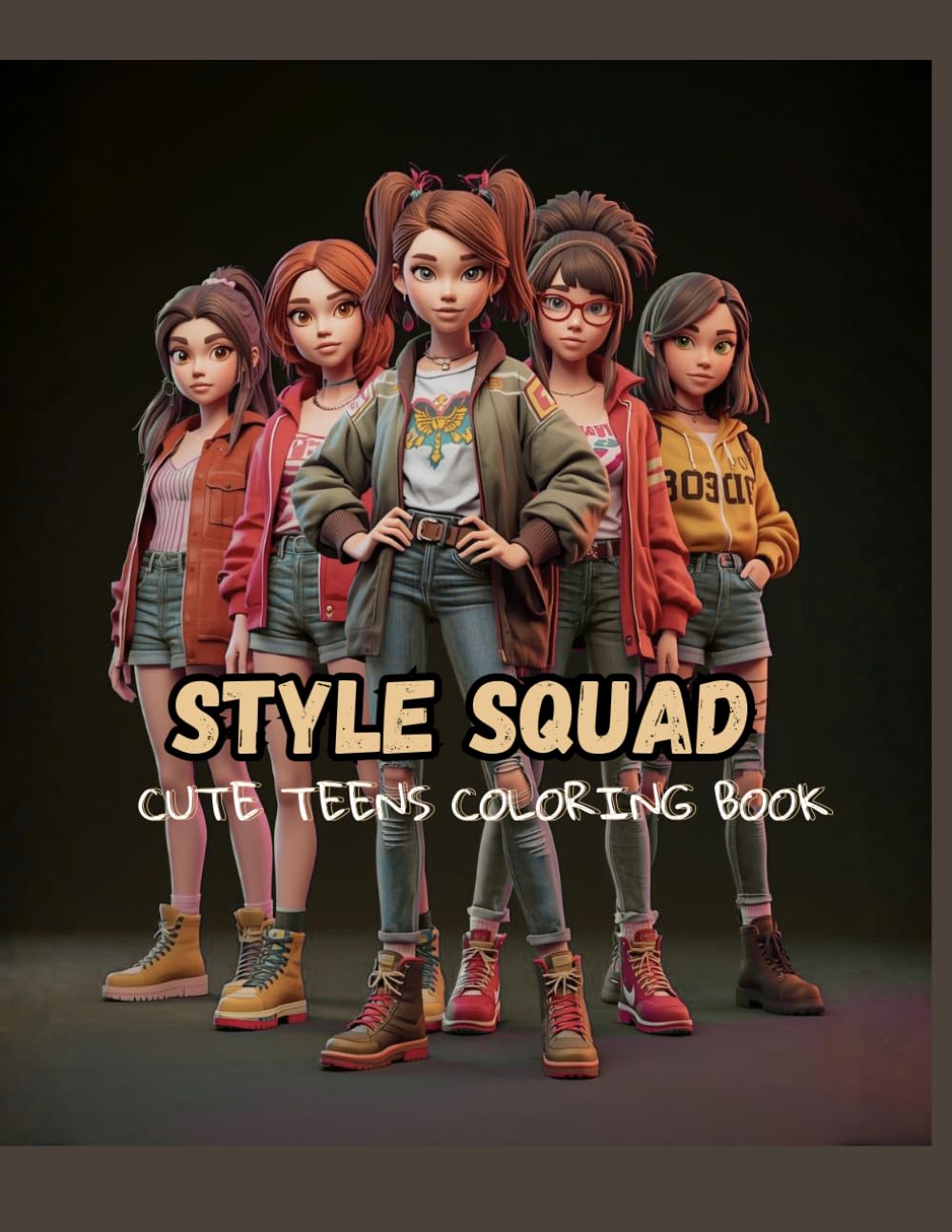 STYLE SQUAD: Cute Teens Coloring Book: An Easy & Bold Line Coloring Book for Kids and Teens. 50 Cute Fashion Outfits, Aesthetic Characters, and Simple Designs for Stress Relief.
