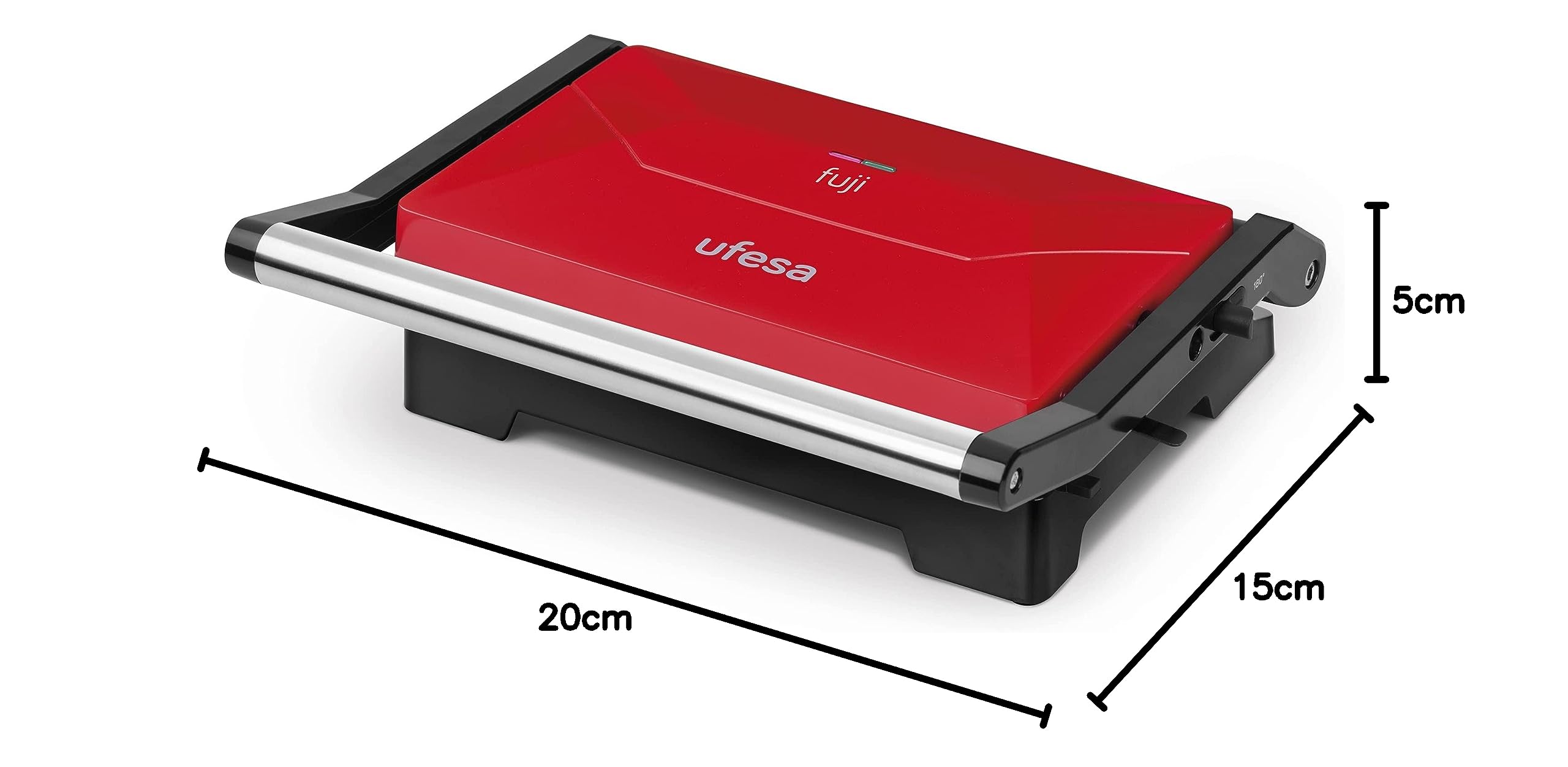 Ufesa PR1000 Fuji, Panini Maker-Griglia elettrica e Sandwich-Bistecchiera, 1000W, Piastra Antiaderente con apertura fino a 180º piatta, Maniglia Antiscottatura, Piastre Antiaderenti, BPA Free