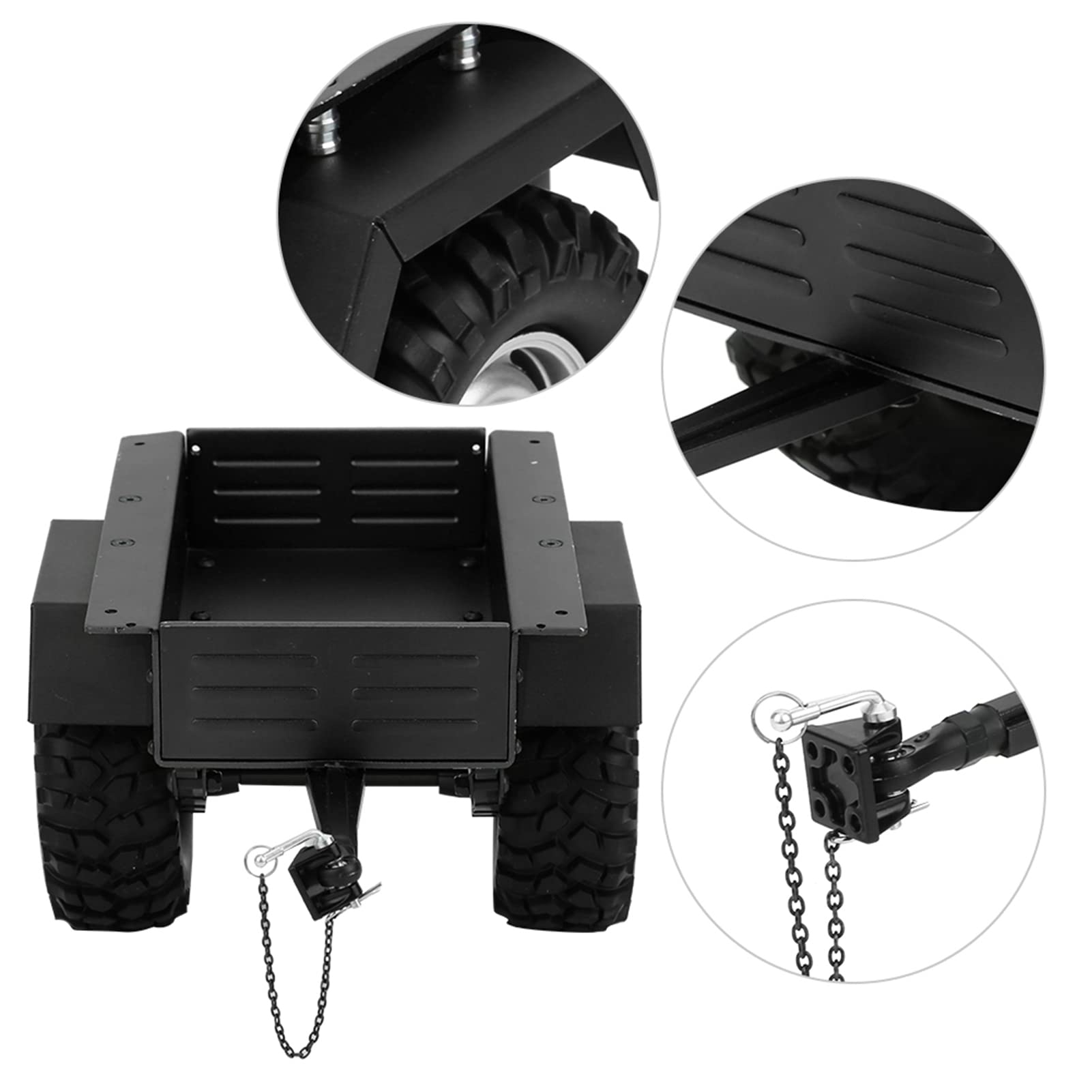 Stop Aluminium Wysoce Symulowanej Przyczepy - Model Pojazdu RC do Zabawek Pasujący do SCX10 1/10 RC Auto (czarny) (BLACK)