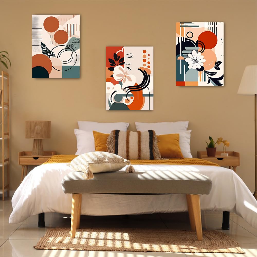 Boho Astratto Beige Parete Arte Poster E Stampe Bianco Linea Tela Quadri Quadro Soggiorno Camera Galleria Interno Casa Decorazioni 40x60cmx2 Senza cornice