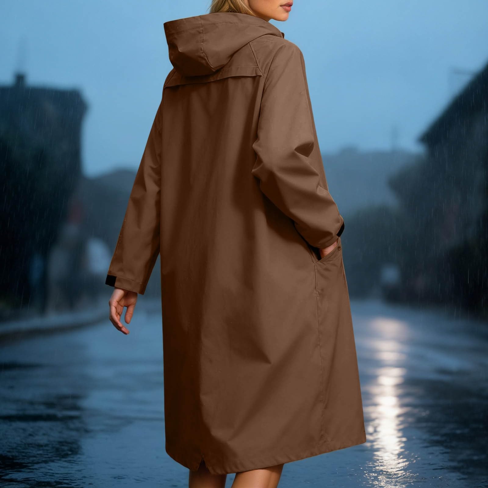 Generisch Chubasquero para hombre y mujer, impermeable, chaqueta cortavientos, poncho de lluvia, ligero, portátil, cortavientos, chubasquero, impermeable, para senderismo, ciclismo, con mangas largas