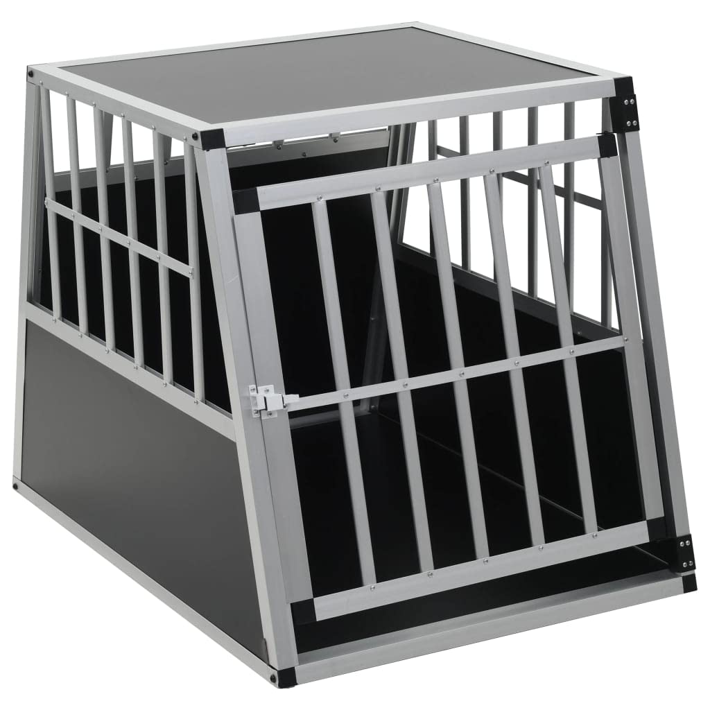 Hundetransportbox Mit Einzeltür 65 x 91 x 69,5 cm | Aluminium Und Mdf, Leicht Und Langlebig, Für Kofferraum, Einfache Montage