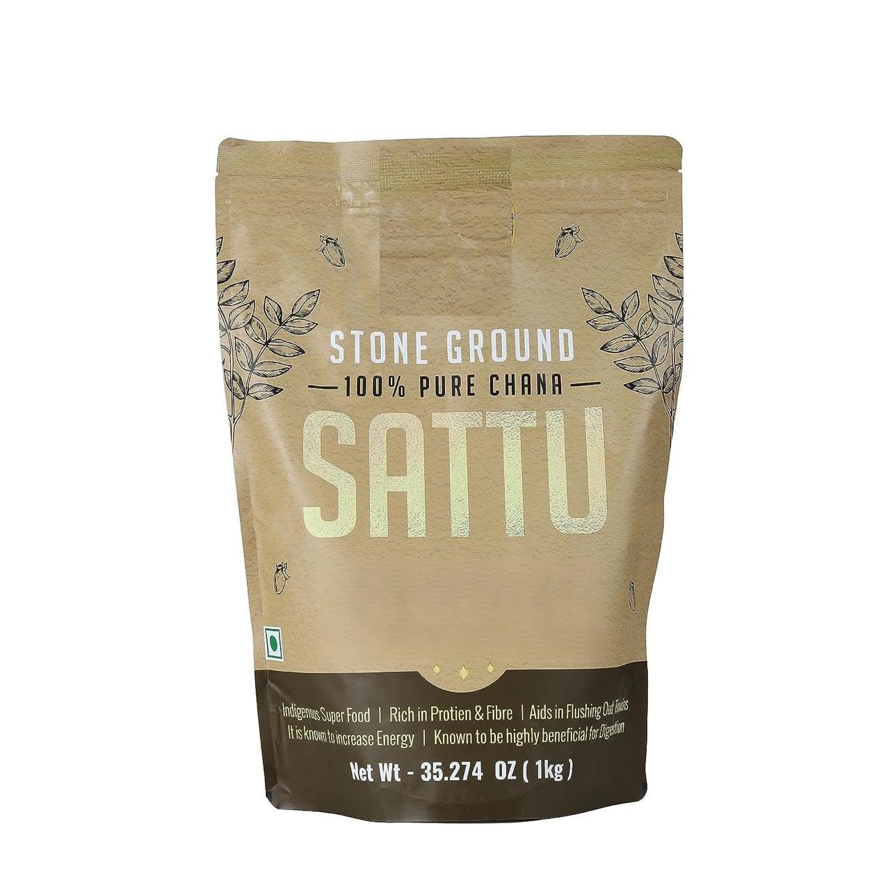 Sattu Powder | Gluten Free Roasted Black Chana Flour | 100% Natural & Gluten Free Chana Sattu l Atta with High Fiber | Sattu Drink Powder 1Kg- (Pack of 1)