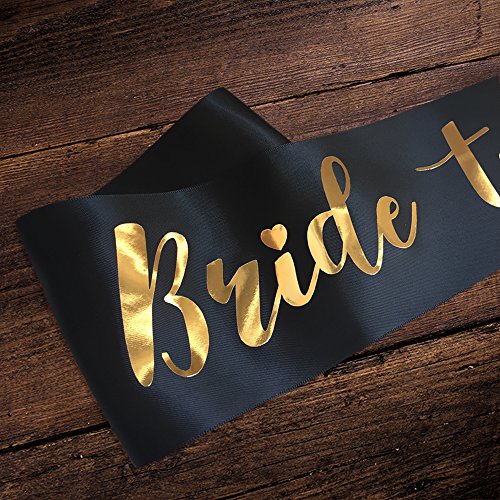 Yulips Bride To Be Sash - Bachelorette Party Sash Bridal Shower Hen Party Wedding Decorations Party Favors Accessories (Black With Gold Lettering) #TOP3