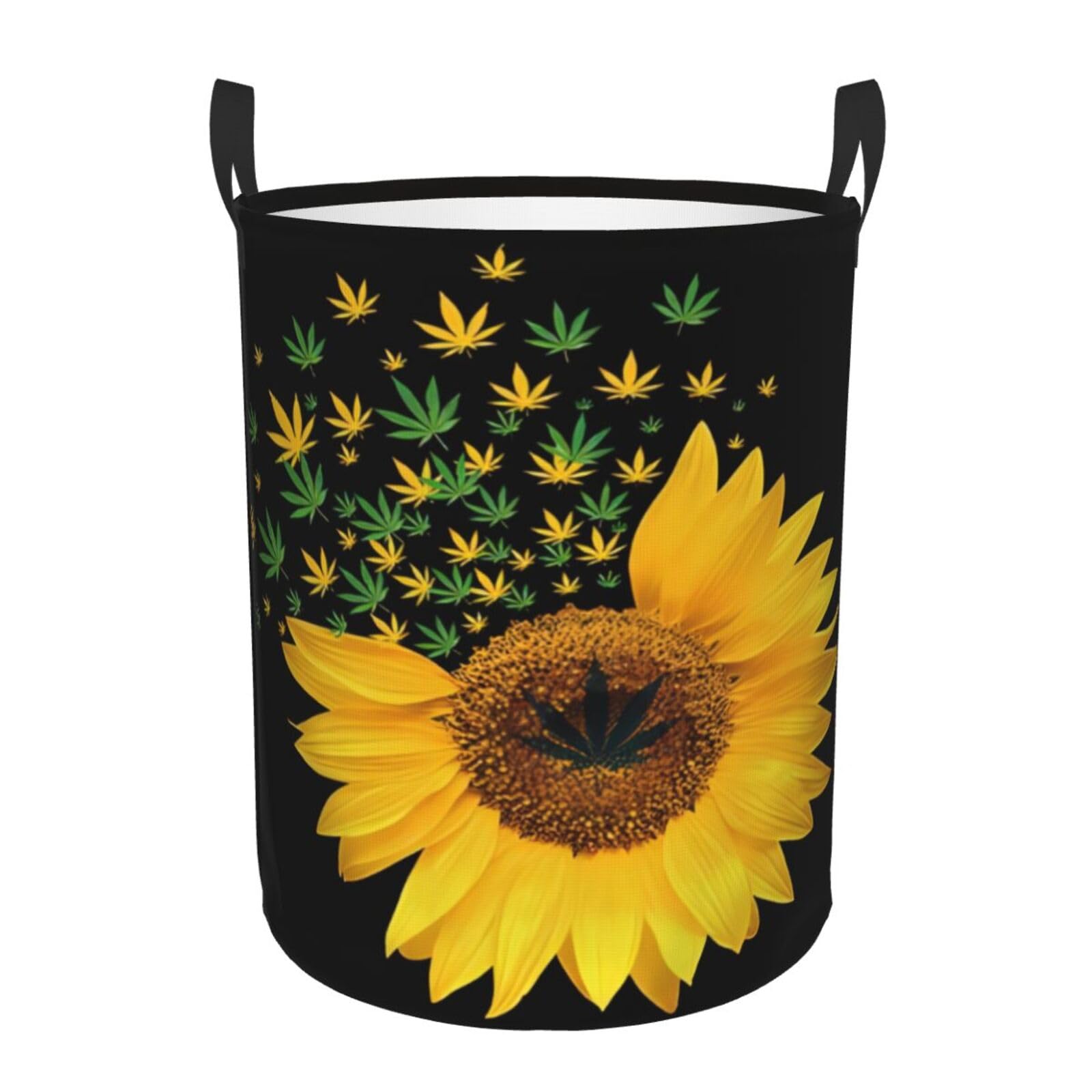 S Circular Hamper Weed with Sunflower Print Storage Basket for Home