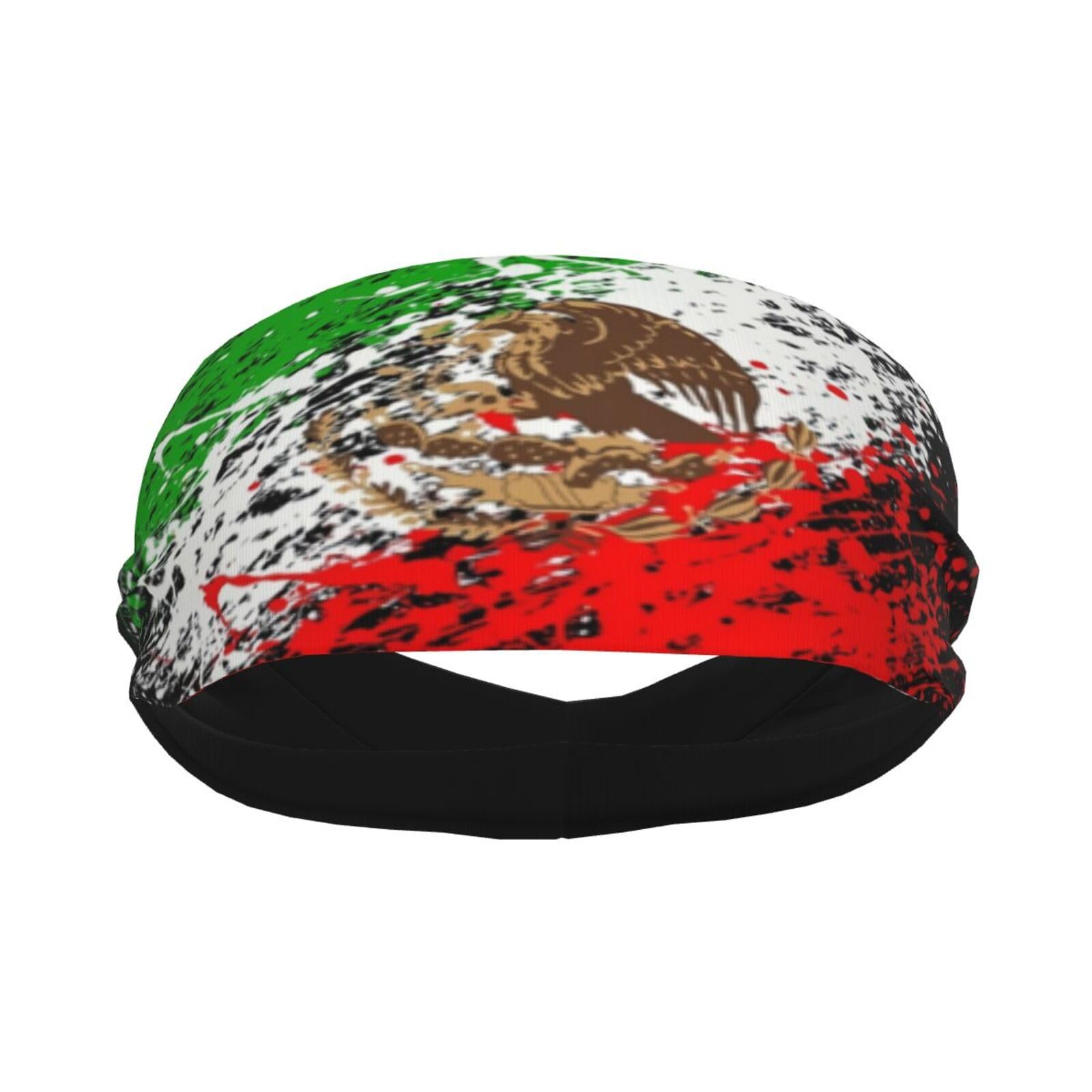 Mexico Mexican Flag Headband Stylish Yoga Exercise Hairbands Breathable Sweatbands Workout Running Hair Accessories