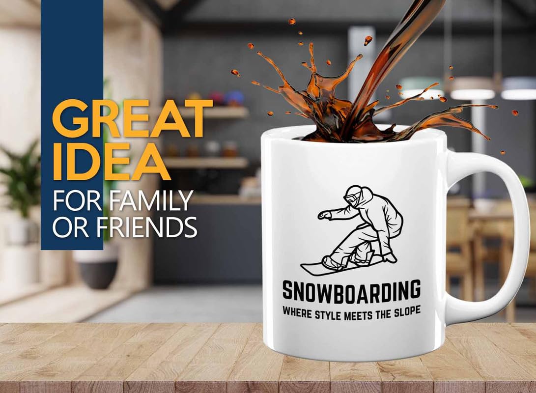 Luxe Gifting Snowboarder Coffee Mug 11oz White - meets slope - Snowboarder Cup Snowboarding Gift For Snowboard Lovers Snowboarder Son Snowboarder Daughter