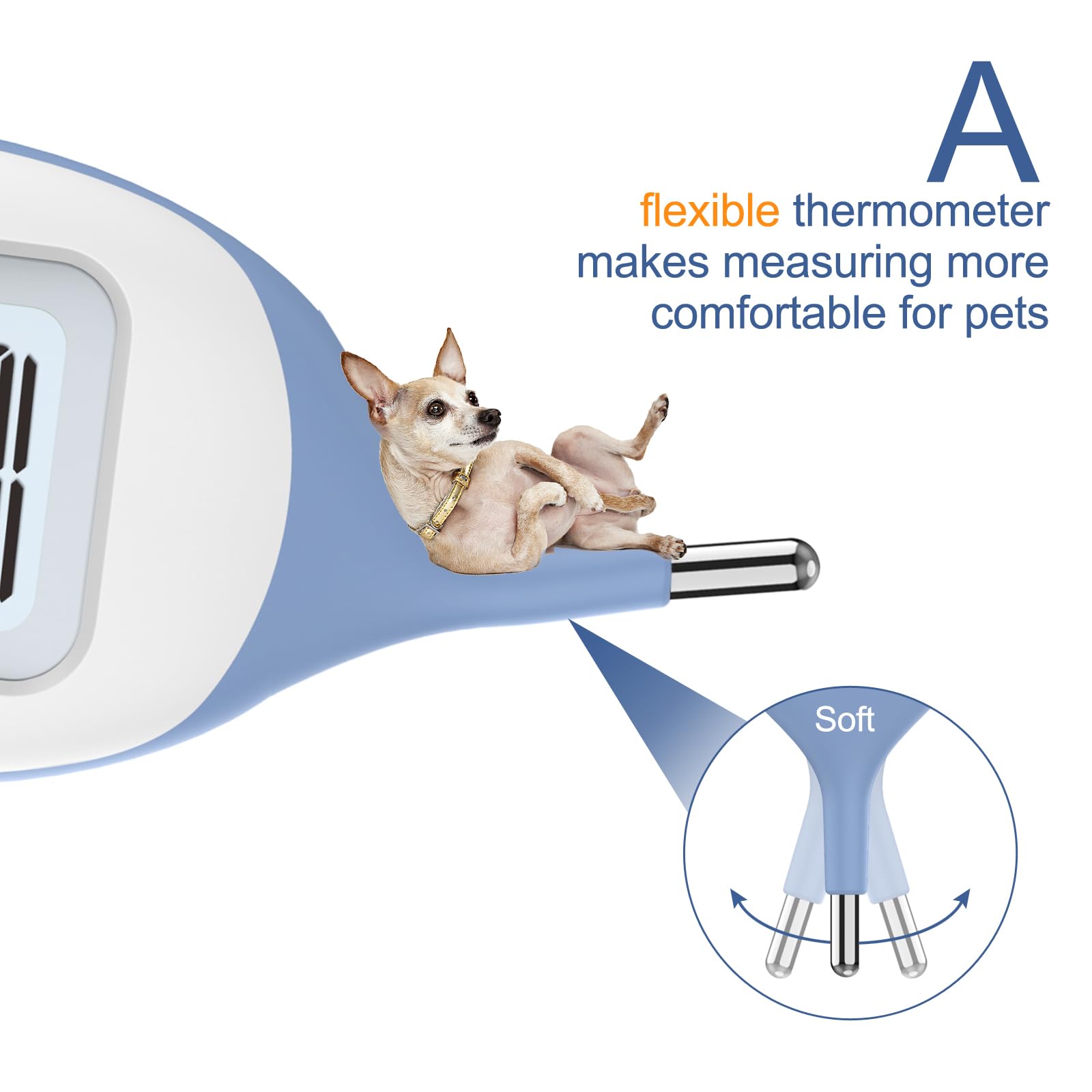 Pet Thermometer, Friendly Short Probe,Comfort Flexible,10-Sec Reading, ℃/℉ Switchable - Image 4