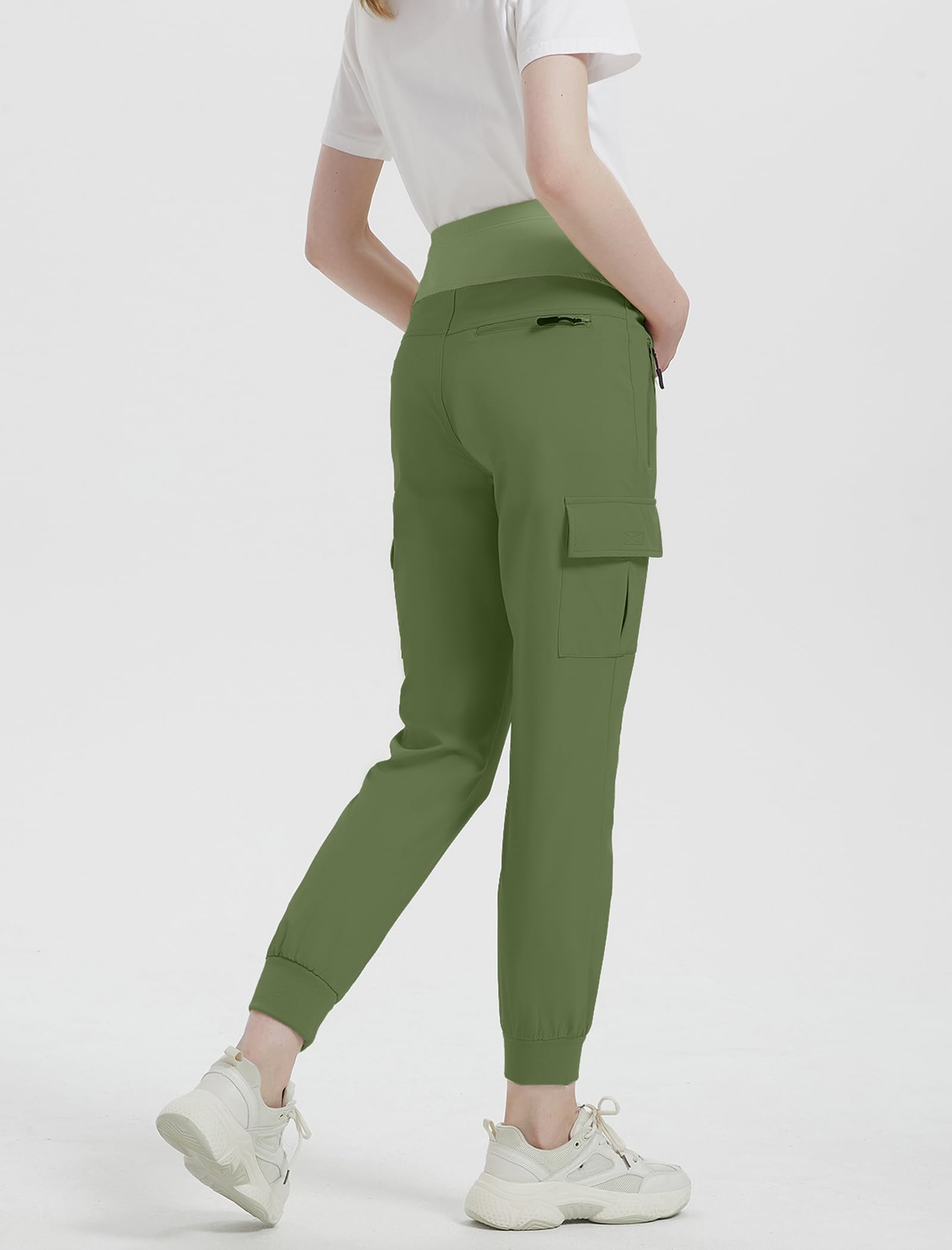 EXARUS Vêtements Grossesse, Pantalon Cargo de Maternité sur le Ventre, Pantalon de Jogging, Pantalon de Survêtement, Pantalon de Randonnée à Séchage Rapide avec Poches Zippées, Vert, Taille XL