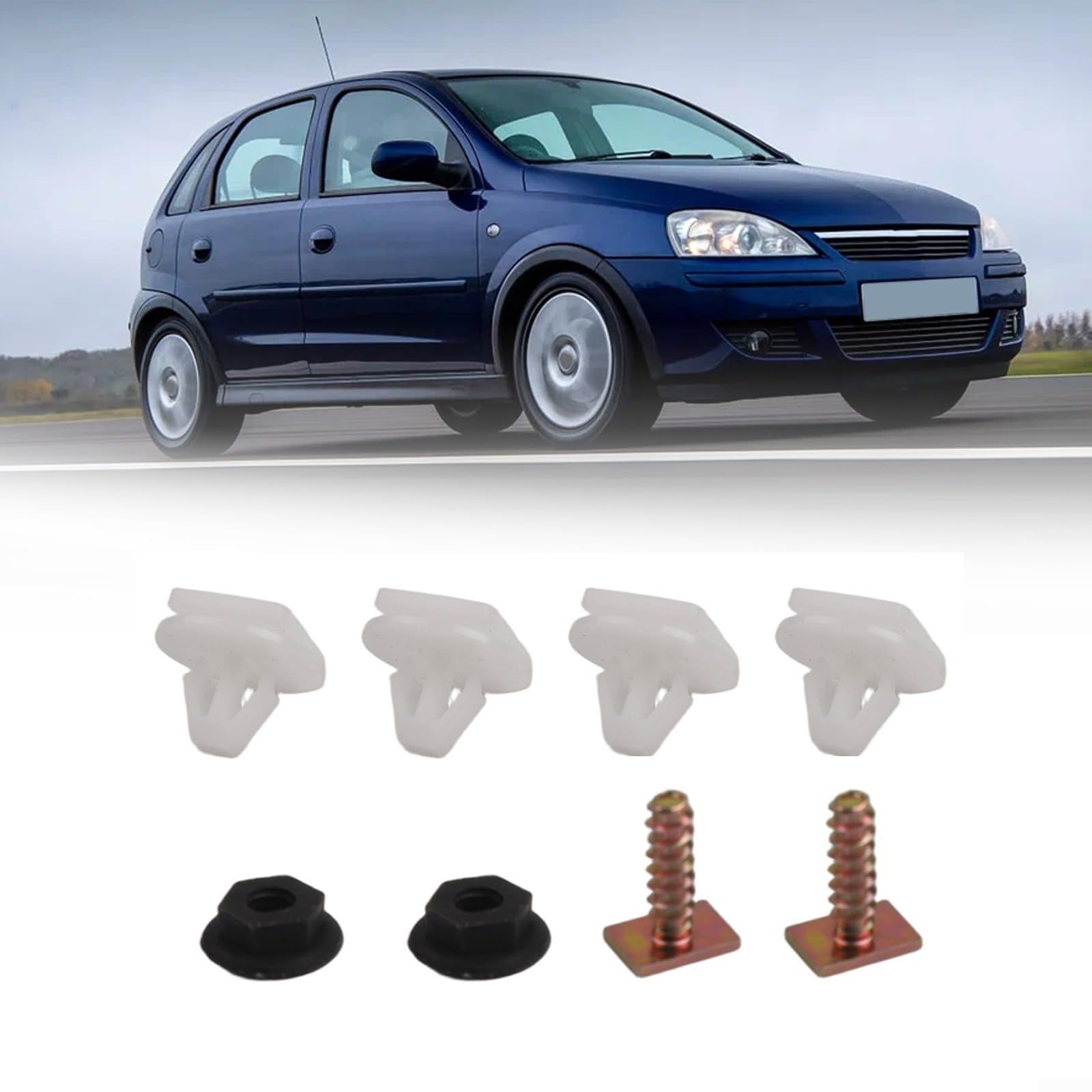 Clip di fissaggio passaruota anteriore in plastica bianca per Opel Corsa C