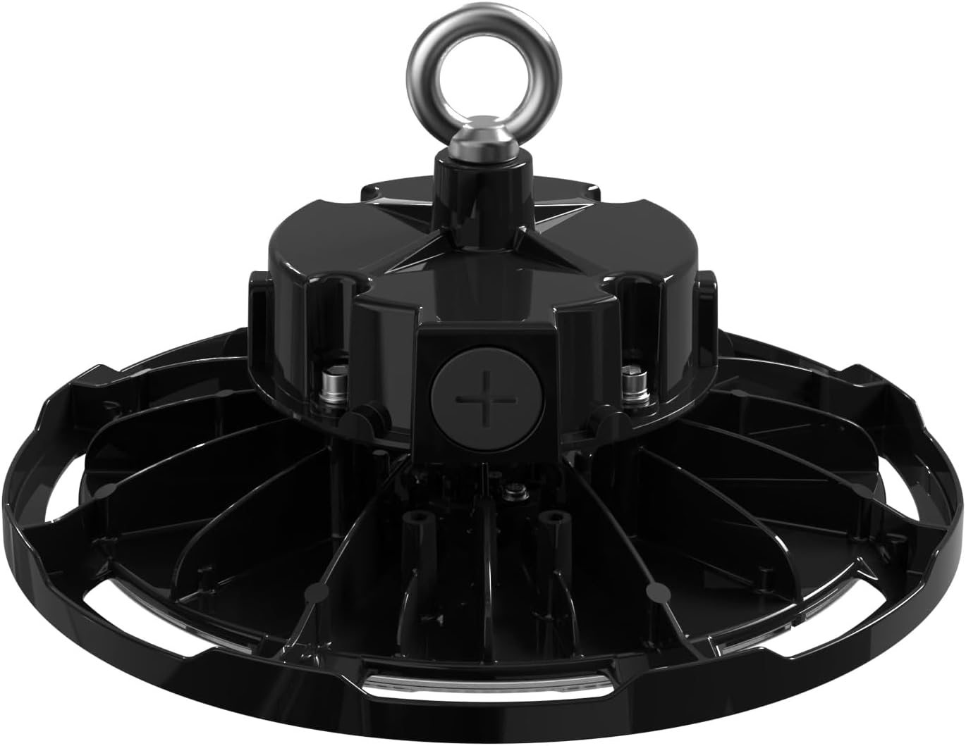 Top view of the TCP Economy LED UFO High Bay Luminaire, showing the eyebolt and wiring compartment