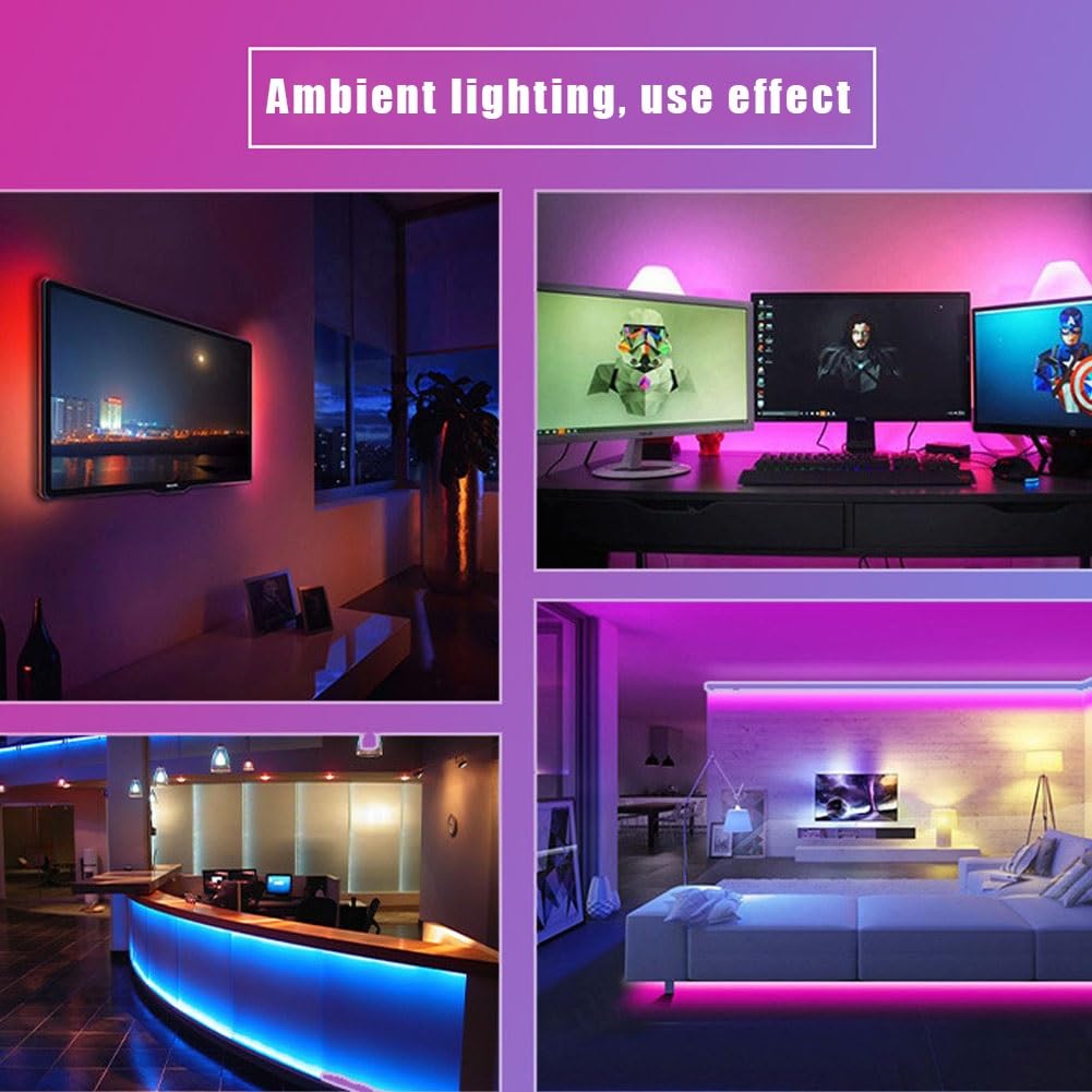 Striscia LED USB 5050rgbIC for TV,sincronizzazione della luce dello schermo intelligente,luce di gioco a LED con selettore colori della fotocamera intelligente,illuminazione ambientale del computer TV