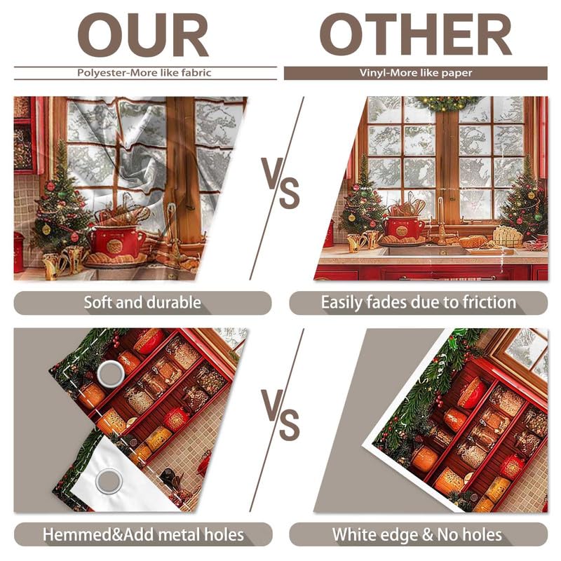 Luminora 3 x 2,4 m Fondo de Cocina navideño Rojo de, Estilo Retro