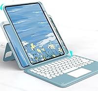 Vista 12 de iPad Air Air2 iPad 5ª 6ª generación 9.7 pulgadas iPad 5 iPad 6 Funda con teclado Touchpad horizontal/vertical Soporte magnético desmontable BT